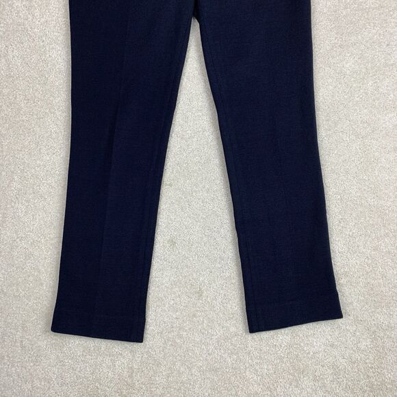 Tory Burch Beverly Navy Blue Wool Blend Knit Pleated Textured Pants 2 - Picture 4 of 14
